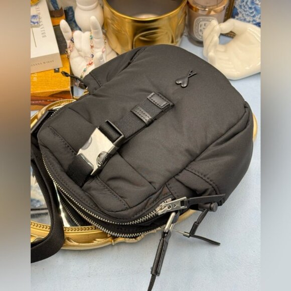 🆕 AMI PARIS 🧿 NWOT Black Ami de Coeur Crossbody Pocket Pouch - Picture 8 of 16
